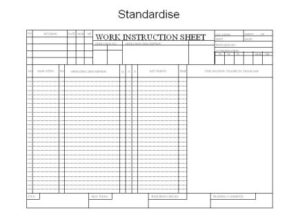 Standard work instruction sheet